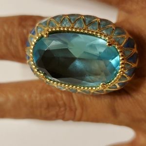 Joan Boyce designed size 6,Turquoise Oval stone and enamel Ring. Stamped,NWOT